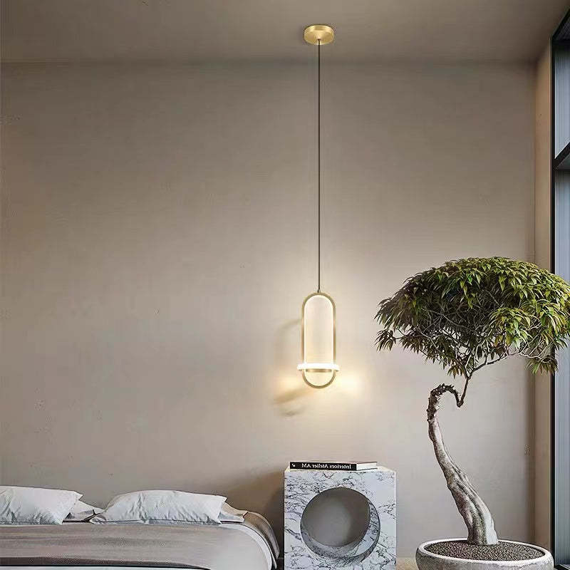 Nyla LED Ring Pendant Light in bedroom interior