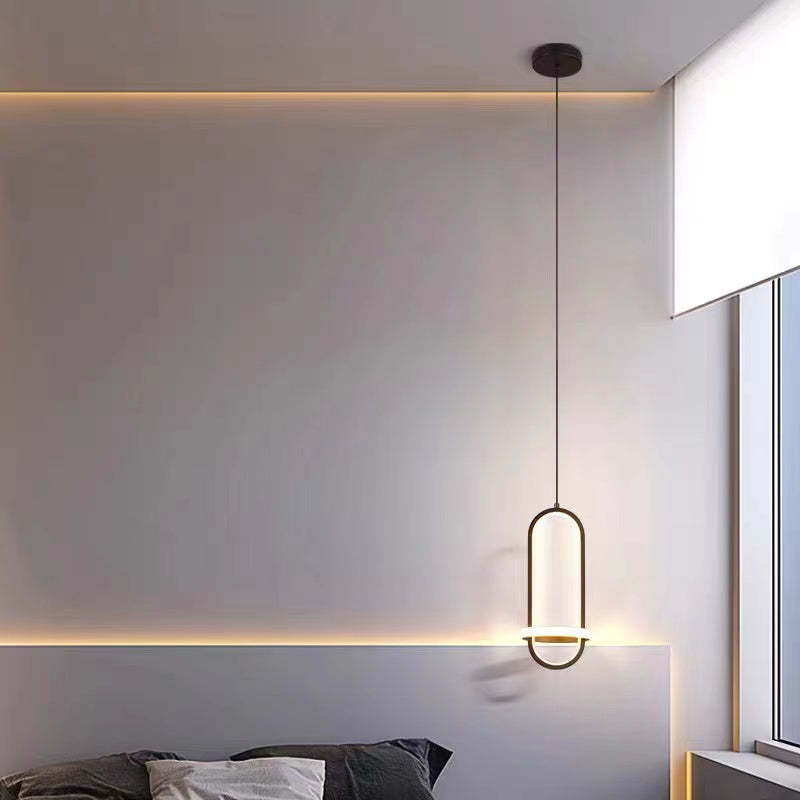 Nyla LED ring pendant light in bedroom