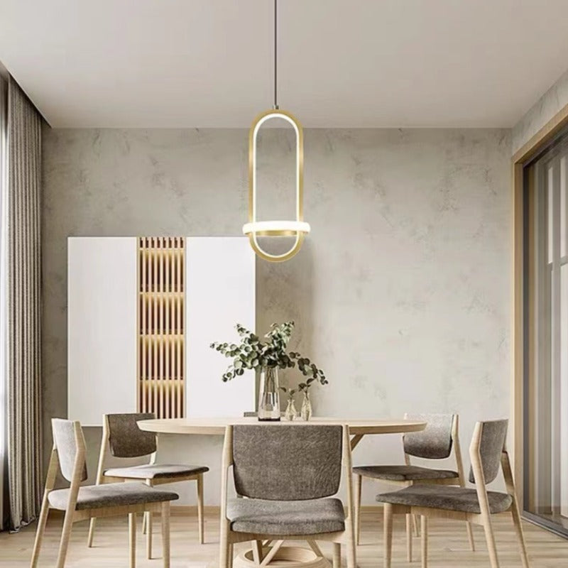 Nyla LED Ring Pendant Light in dining room setting