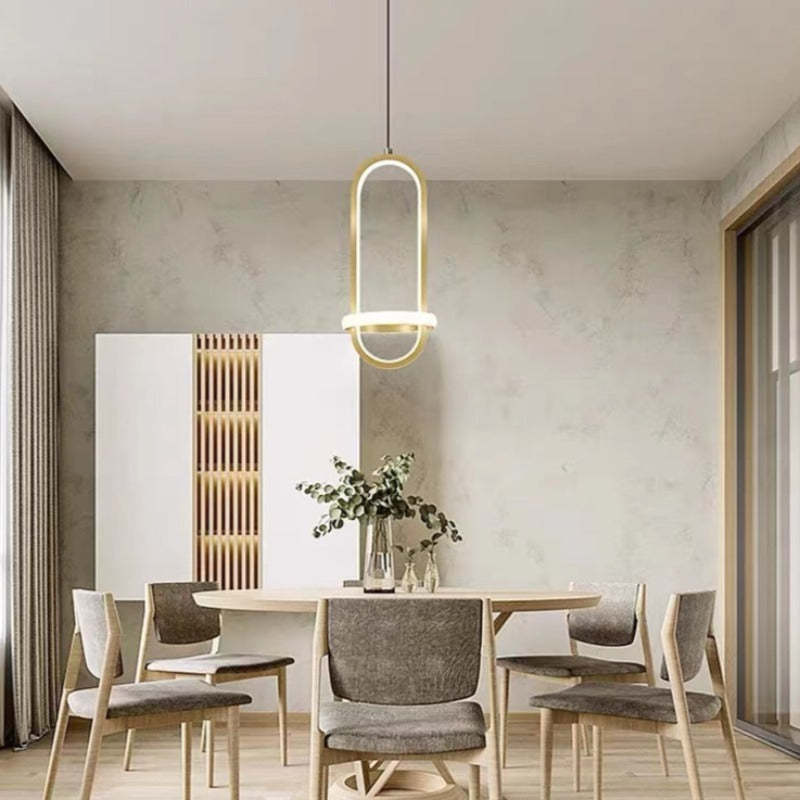 Nyla LED Ring Pendant Light in dining room setting