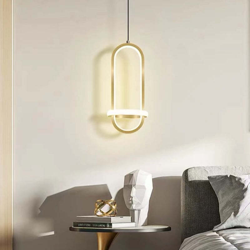 Modern minimalist pendant light with gold finish, Nyla design