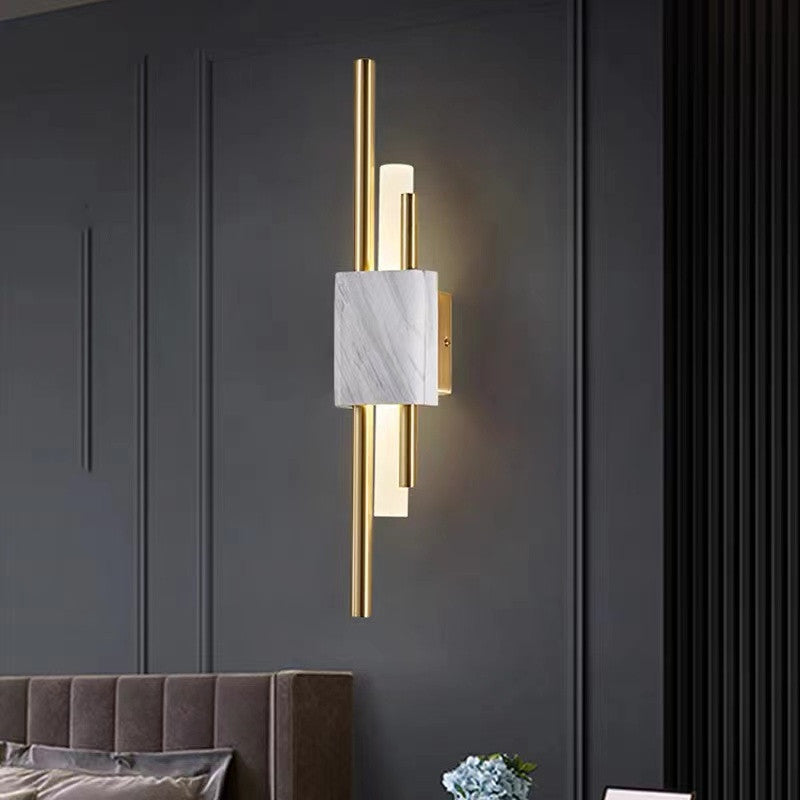 Alana LED Wall Lamp: Marble & Metal Modern Lighting