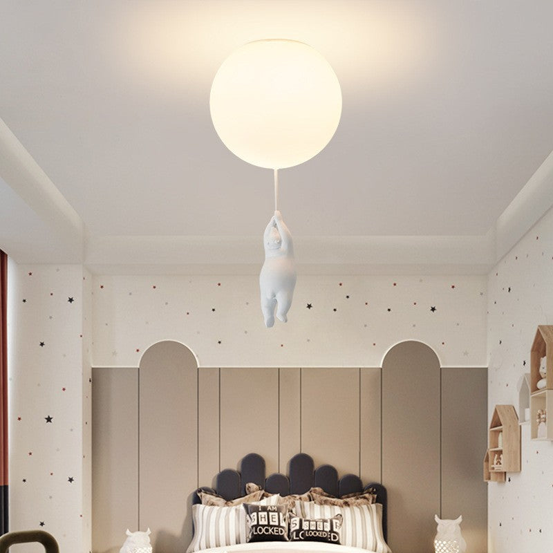 Bear Balloon LED Ceiling Light in kid's room. Cute ceiling light.