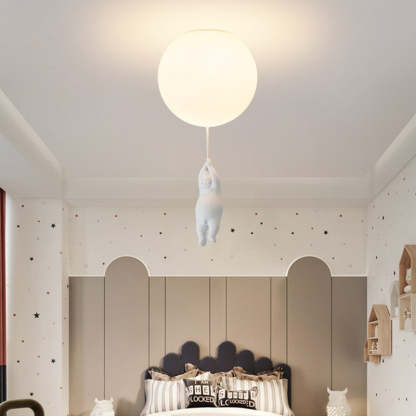 Bear Balloon LED Ceiling Light in kid's room. Cute ceiling light.