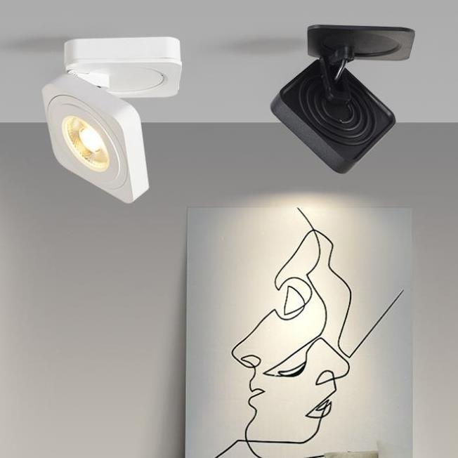 Modern LED spotlights in white and black for living room or dining room