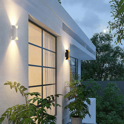 Orr LED Outdoor Wall Light on modern house, garden corridor