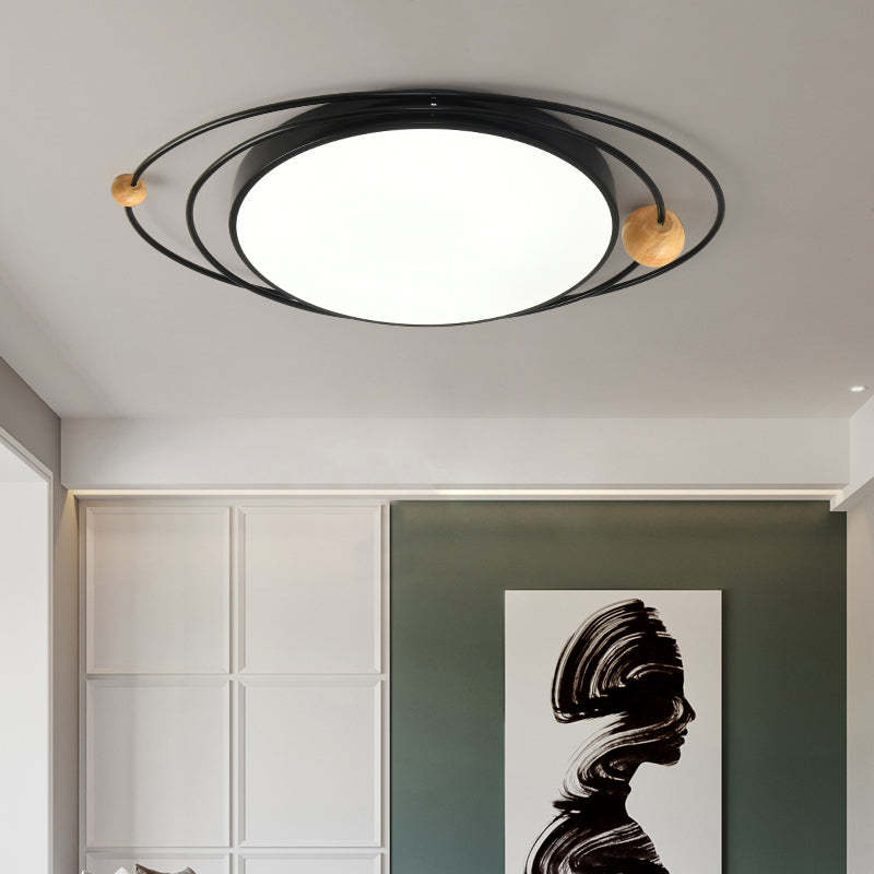 Quinn modern ceiling light, metal and wood design for living room