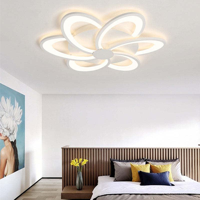 Modern bedroom with Hana flower ceiling light