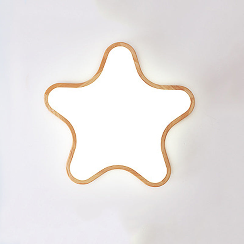 Star Flush Mount Ceiling Light: Wood & Acrylic