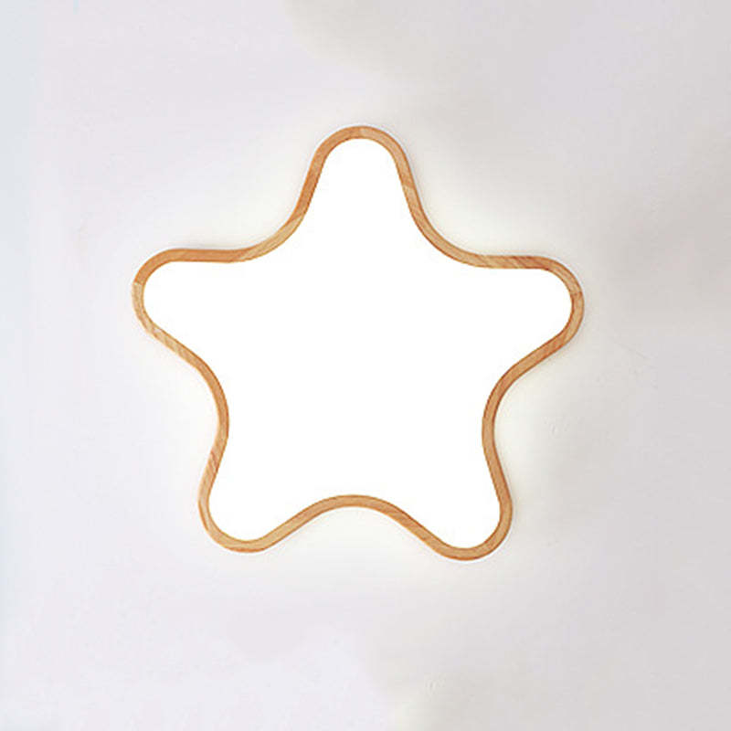 Star Flush Mount Ceiling Light: Wood & Acrylic