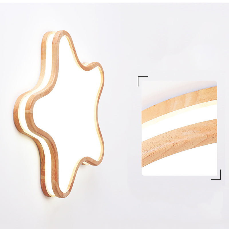 Star Wood Flush Mount Ceiling Light