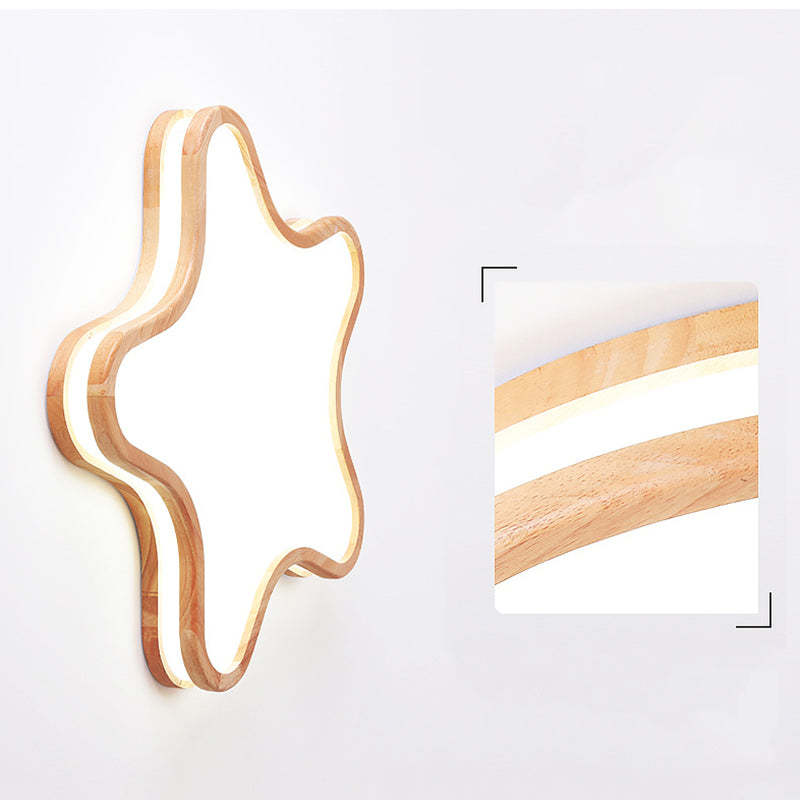 Star Wood Flush Mount Ceiling Light