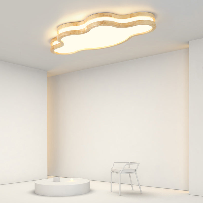 Cloud Shaped Ceiling Light, Wood Frame