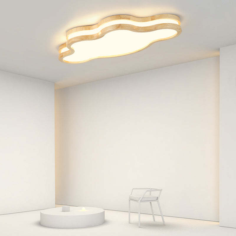 Cloud Shaped Ceiling Light, Wood Frame