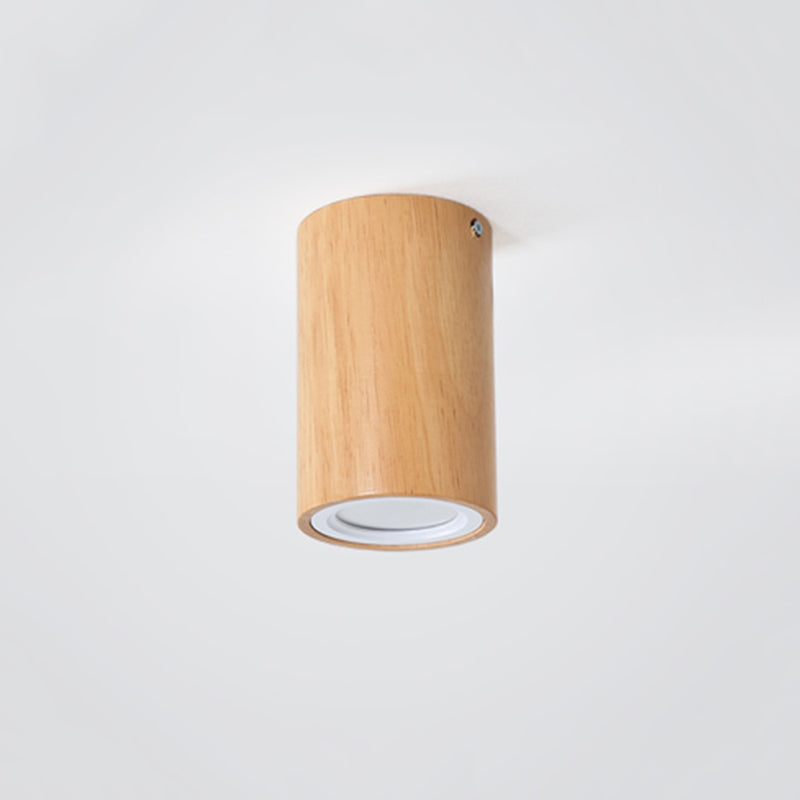 Cylindrical Ozawa Wood Ceiling Light for Balcony
