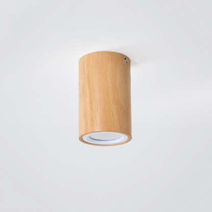 Cylindrical Ozawa Wood Ceiling Light for Balcony