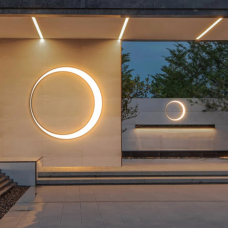 Elif Ring LED Wall Lamp on outdoor wall