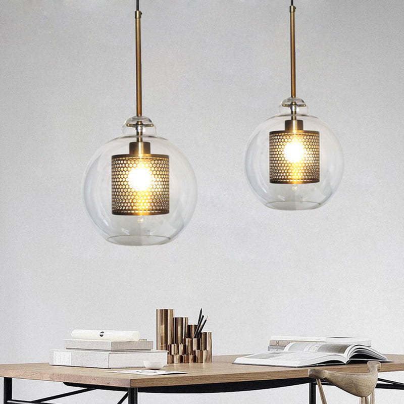 Golden pendant lights, metal and glass, warm light