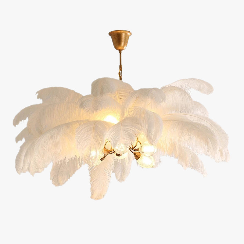 O'Moore Nordic Luxury Pendant Light, Brass/Feather