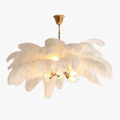 O'Moore Nordic Luxury Pendant Light, Brass/Feather