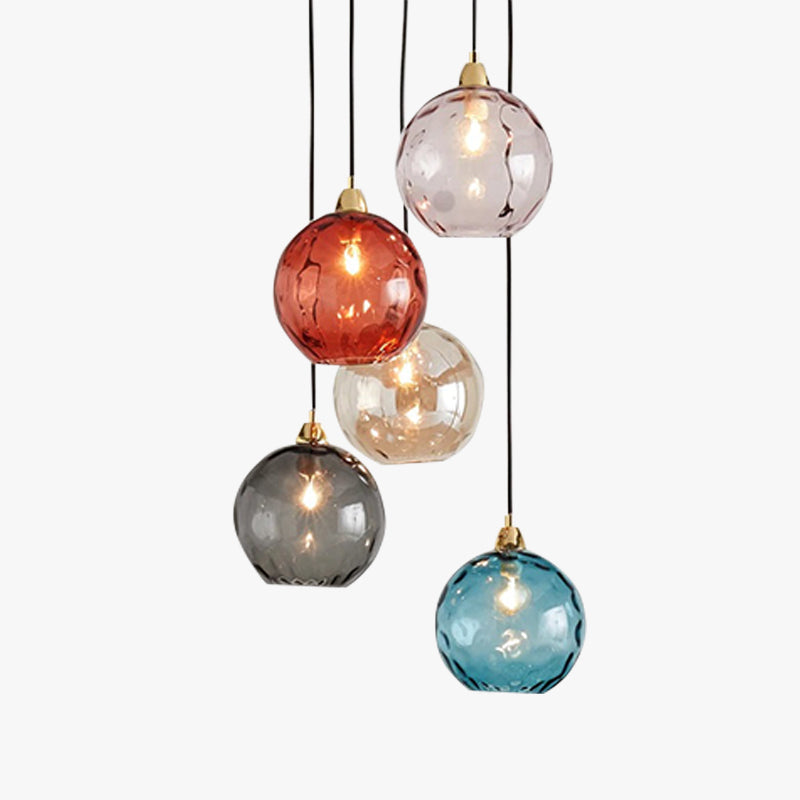 Colorful Glass Ball Pendant Light Water Ripple Living Room Las Sola