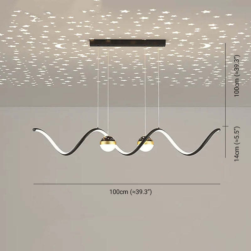 Madina Nordic Globe Wavy Pendant Light with starry ceiling effect