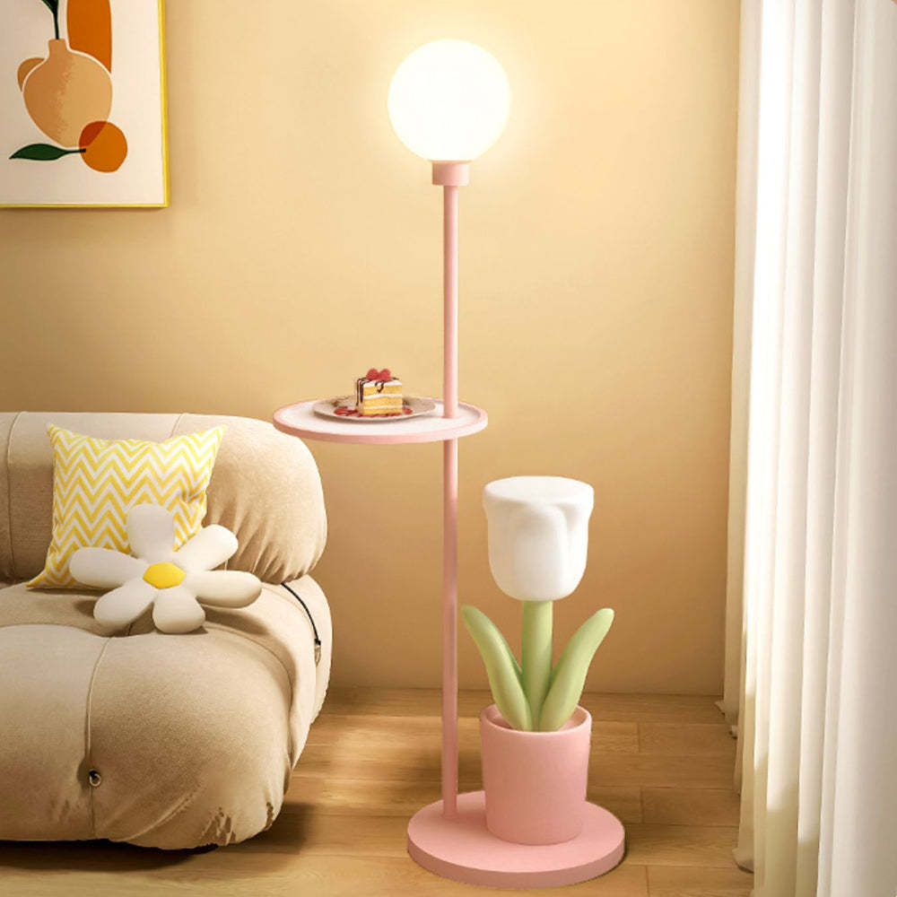 Modern Floor Lamp Pink/Yellow/Purple Metal/Glass Bedroom | Las Sola