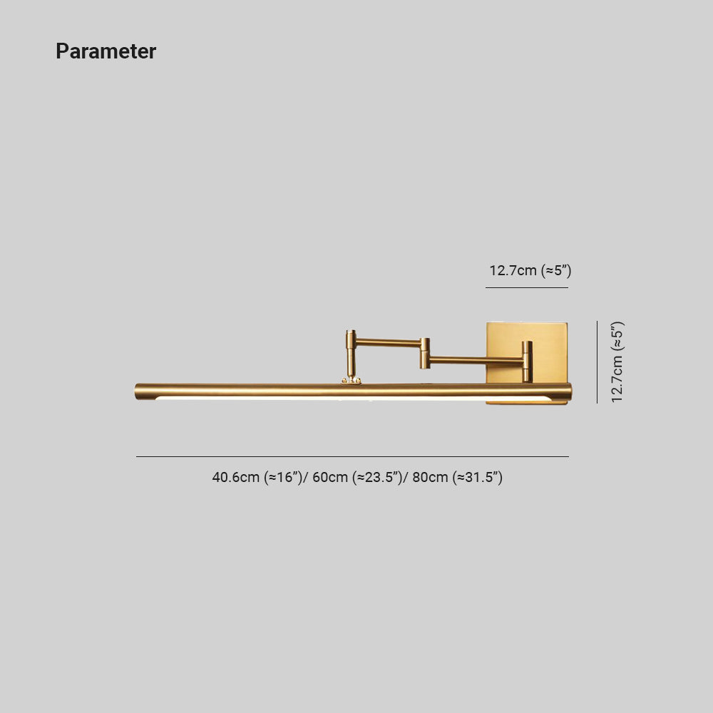 Edge LED Vanity Lamp dimensions: adjustable gold wall light sizes