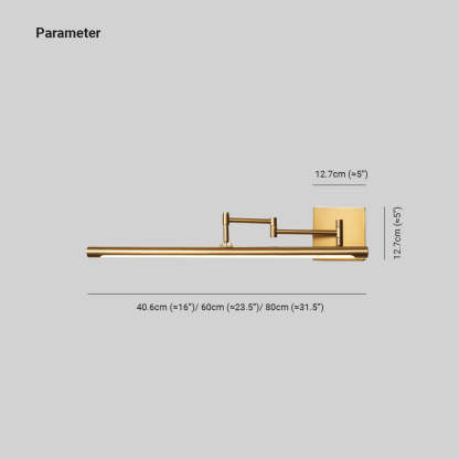 Edge LED Vanity Lamp dimensions: adjustable gold wall light sizes