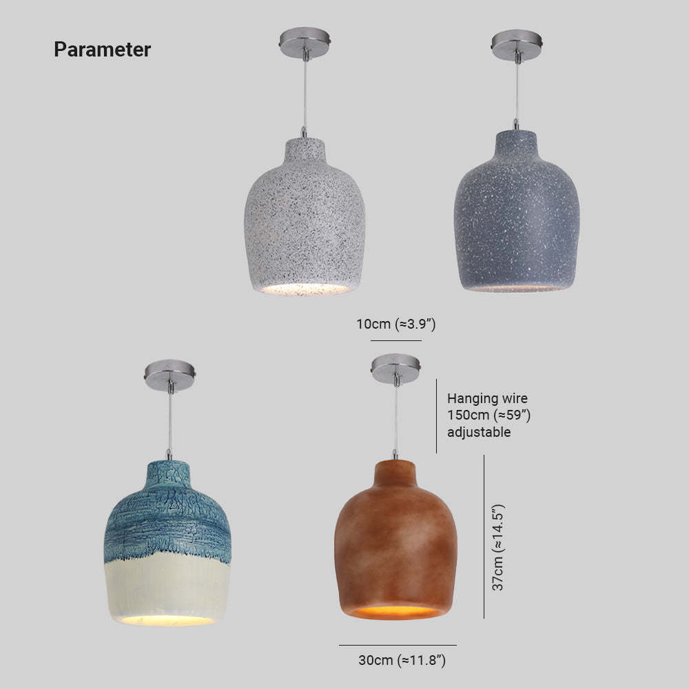 Byers Wabi Sabi pendant lights in resin: gray, blue, brown.