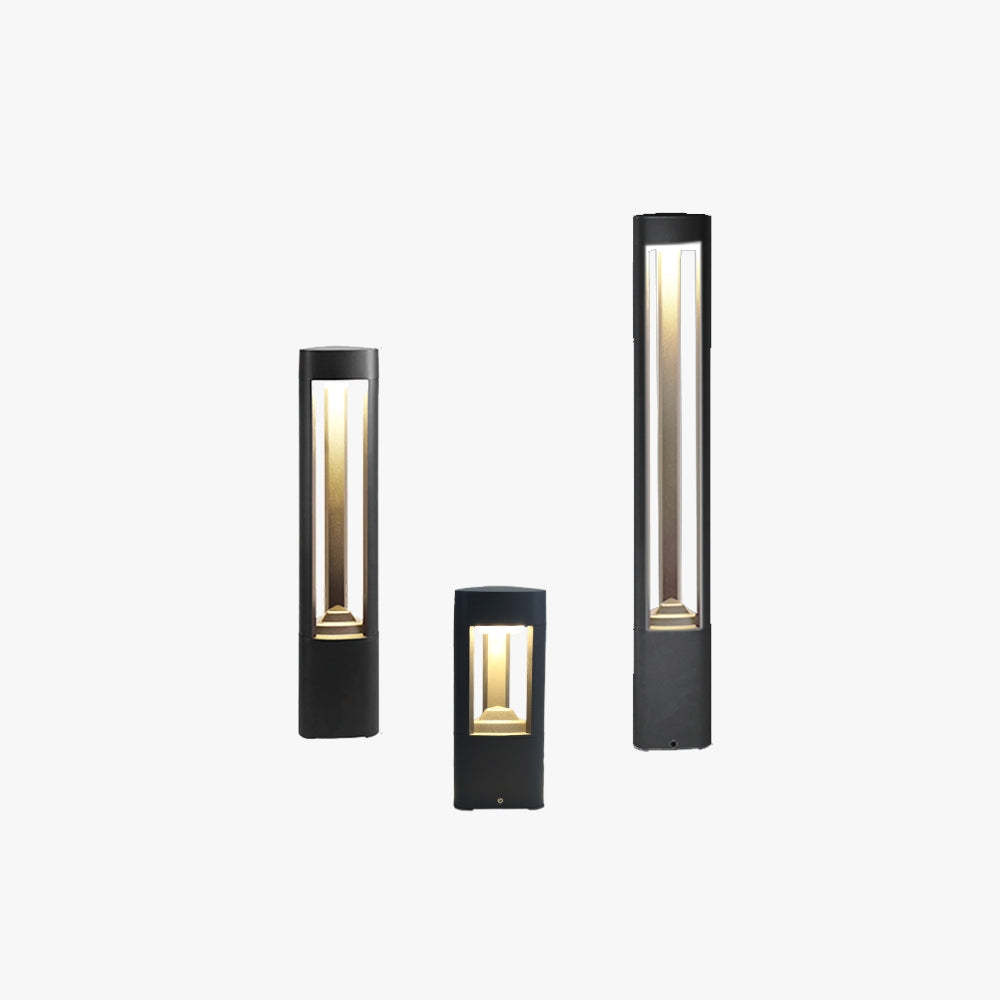 Pena Outdoor Path Lights - Contemporary black metal and acrylic fixtures