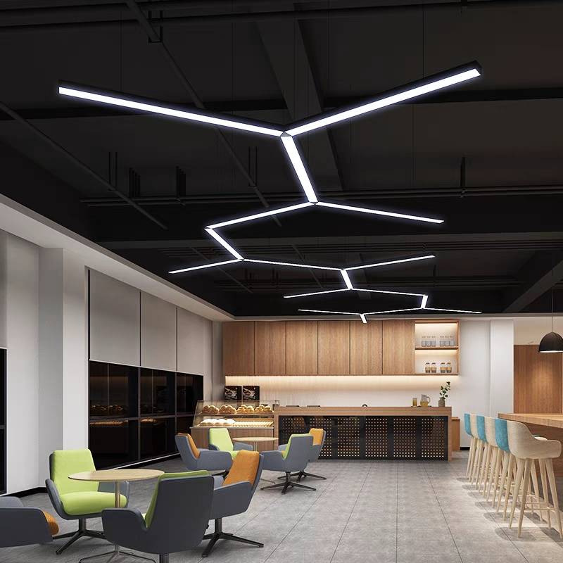 Minimalist Rectangular LED Black Pendant Light Acrylic Office