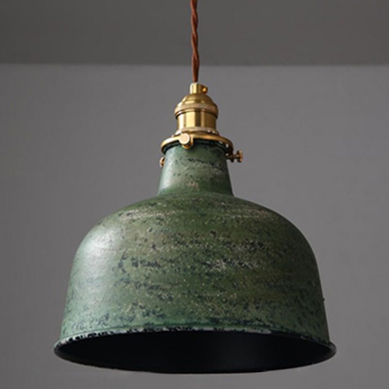 Green Alessio vintage pendant light, rustic style lighting fixture. Alessio Aged Rusty Vintage Rustic Finish Pendant Light, 3 Style
