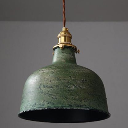 Green Alessio vintage pendant light, rustic style lighting fixture. Alessio Aged Rusty Vintage Rustic Finish Pendant Light, 3 Style