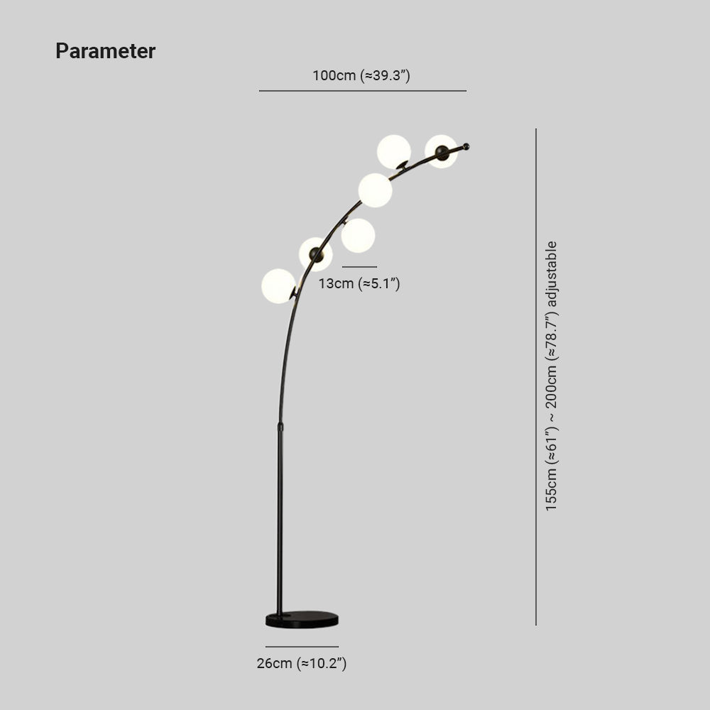 Valentina Arc Floor Lamp Dimensions Valentina Modern Arc Multi Head Bubble Floor Lamp