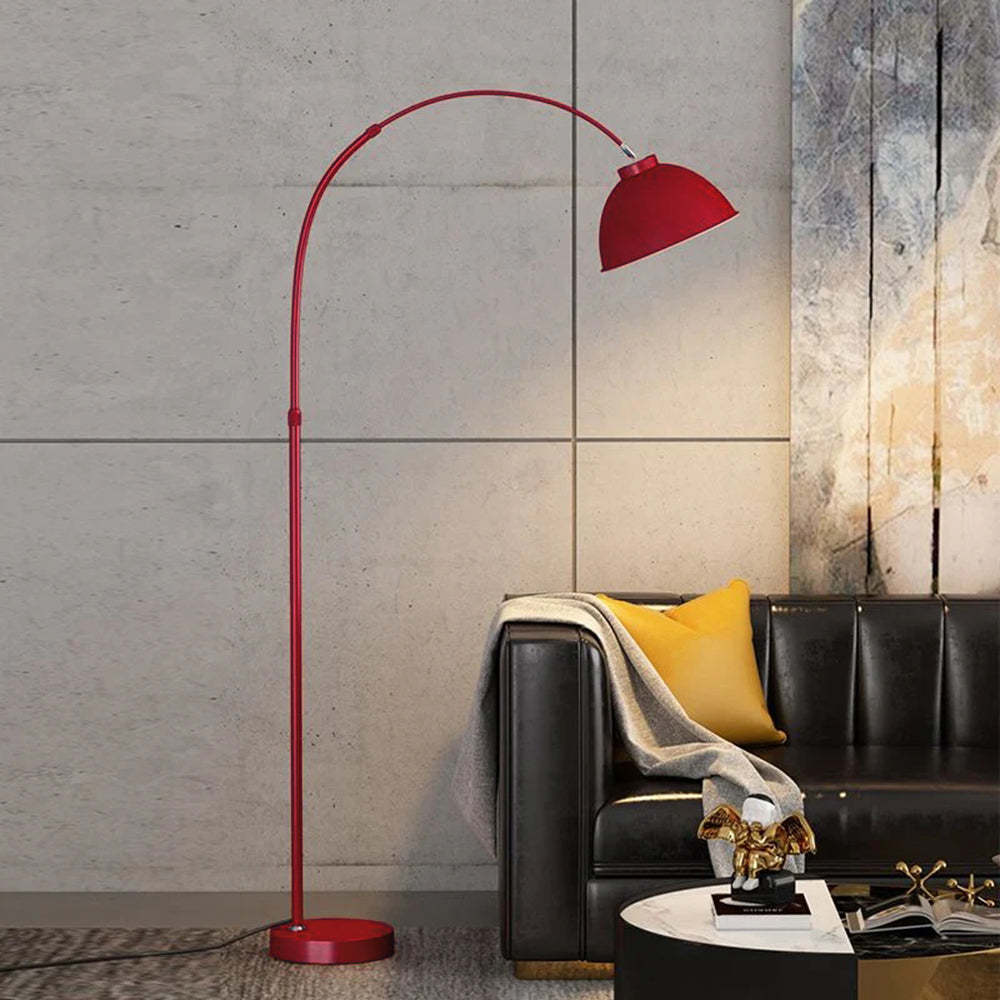 Red Morandi Arc Floor Lamp in Modern Living Room