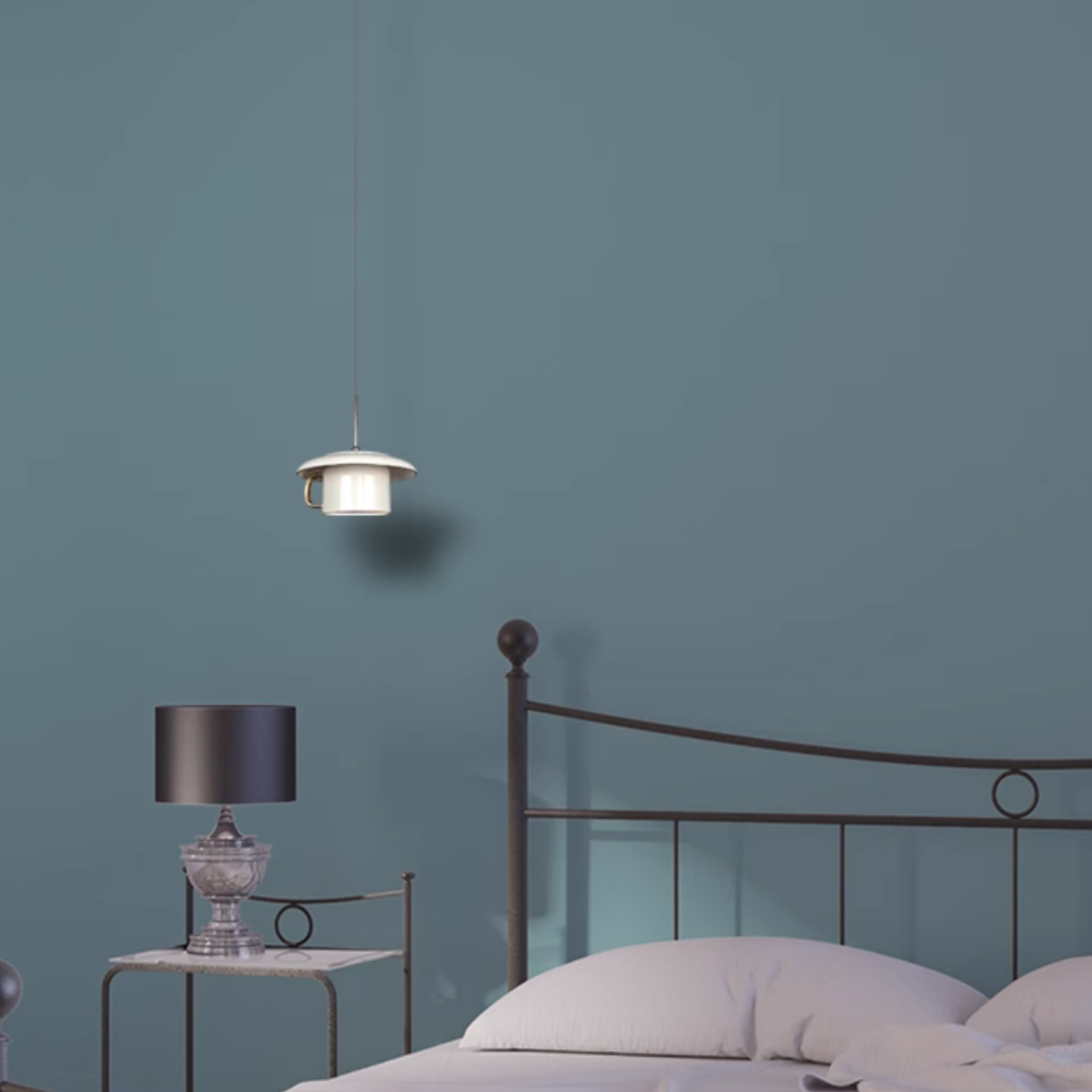 Hailie Urban Cup Pendant Light in bedroom setting