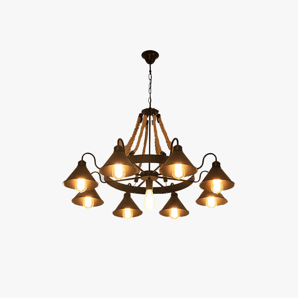 Epoch Industrial Chandelier with Rope Accents