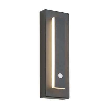 Edge Modern Square Ring Metal Outdoor Wall Lamp, Dark/Gray Bronze