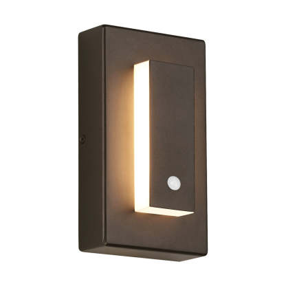 Edge Modern Square Ring Metal Outdoor Wall Lamp, Dark/Gray Bronze