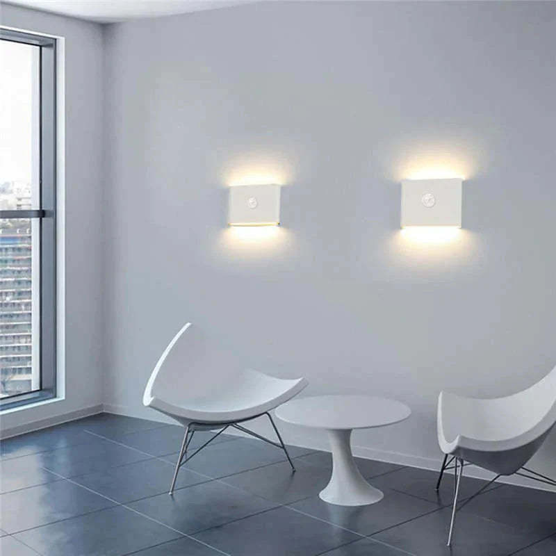 Modern Orr wall lamps illuminating a contemporary interior