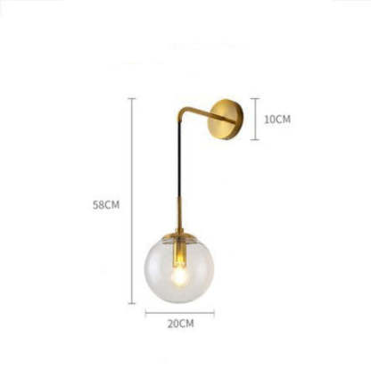 Valentina LED Wall Lamp dimensions: 58cm height, 20cm globe, 10cm depth.