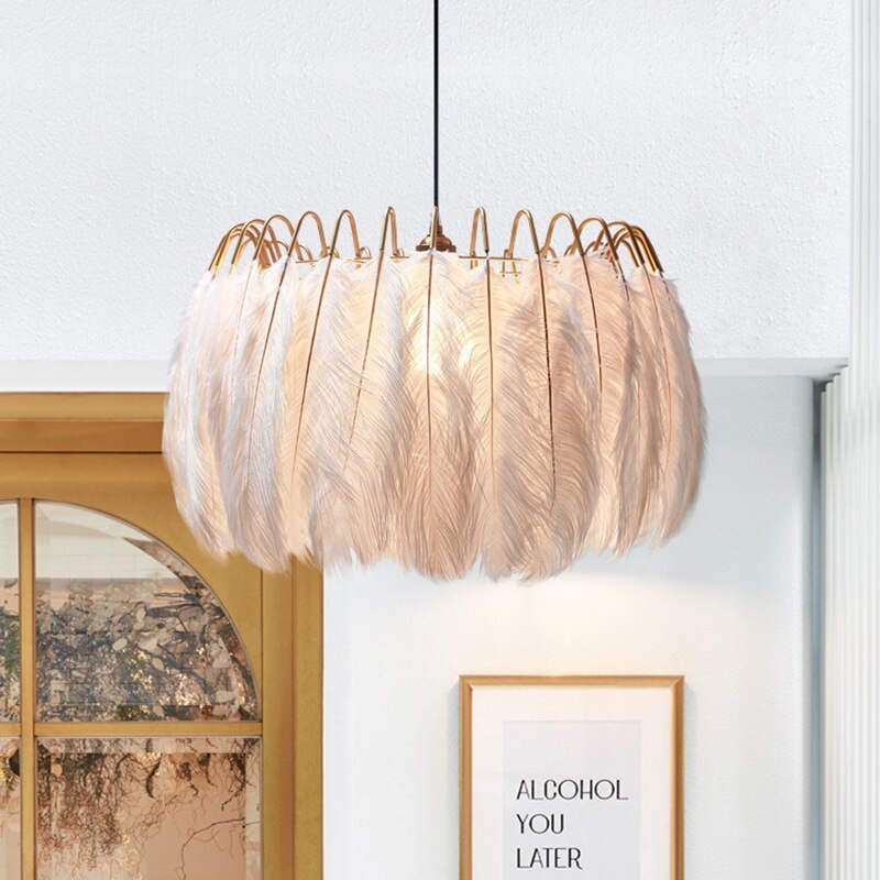 Feather pendant light, contemporary lighting for bedroom, living room.