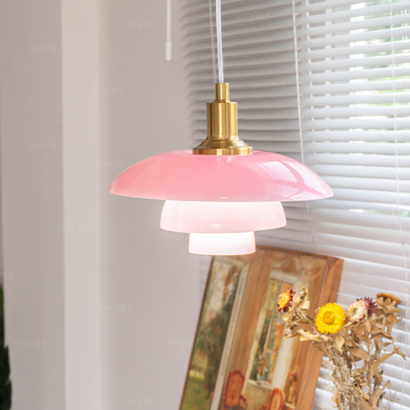 Pink Hailie Pendant Light with Brass Accents