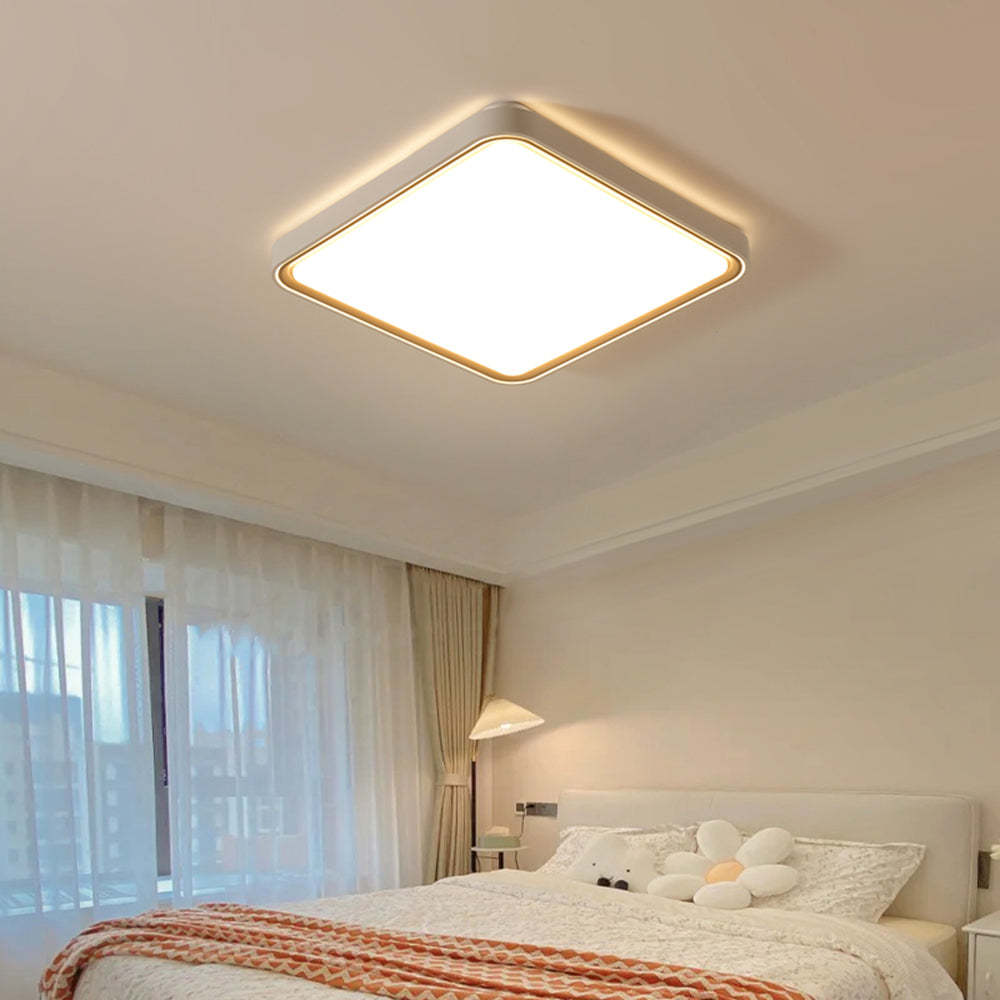 Quinn Square Flush Mount Ceiling Light in bedroom setting