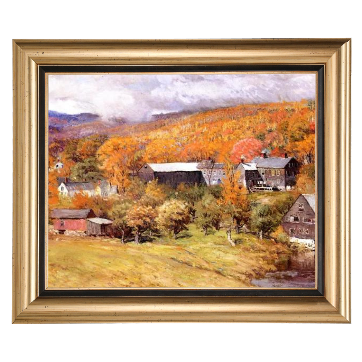 Autumn landscape painting of Ogunquit, Maine, framed