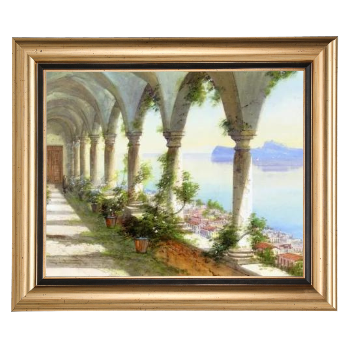 Capri Island colonnade painting, framed wall art
