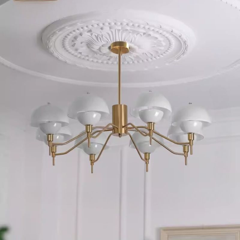 Hailie Modern Pendant Light - White dome and gold fixture