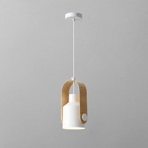 Morandi pendant light, white metal and wood finish
