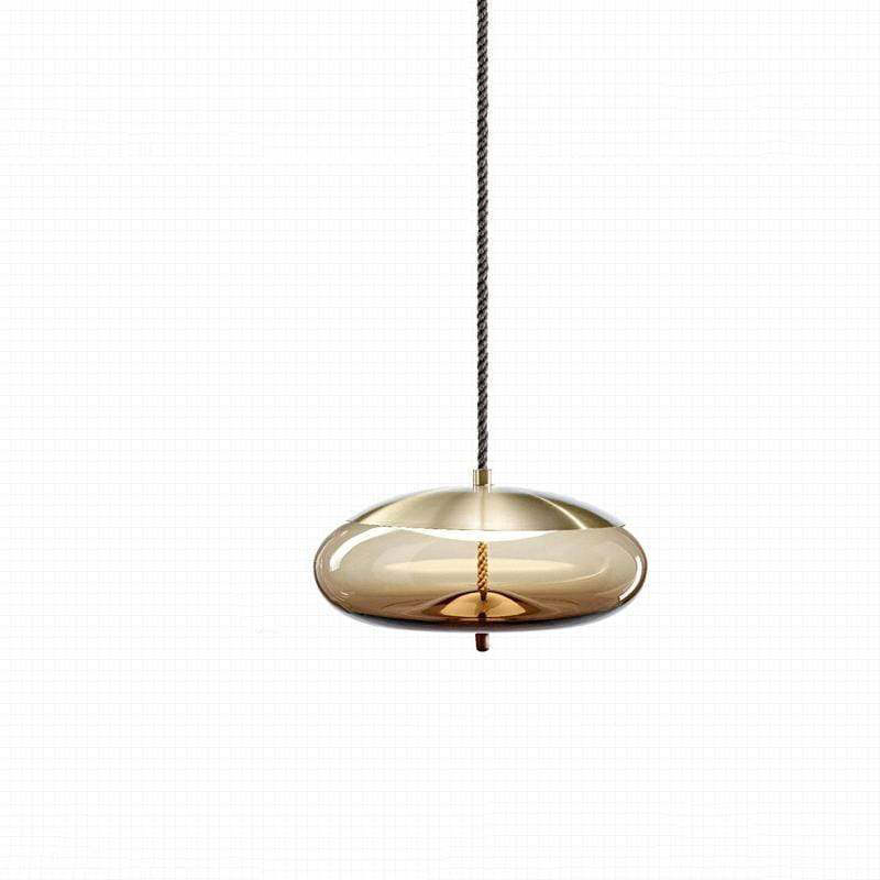 Valentina Pendant Light, Brown Glass and Gold Metal Finish